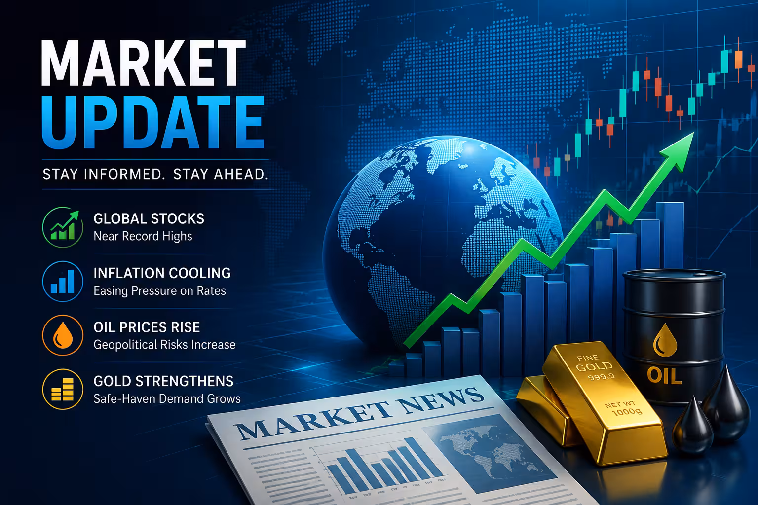 Global Markets Stay Strong as Investors Weigh Cooling Inflation and Rising Oil Risks